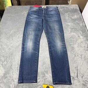 CQY Friend High-Rinse Straight Leg Jeans Size 28 Faded and Distressed Blue Denim
